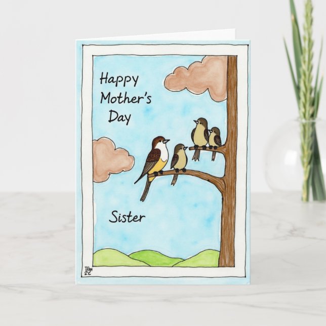 Floral Mothers Day Avian Art Card (Front)