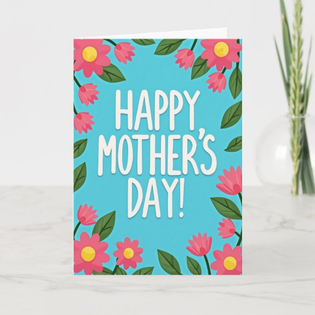 Floral Mothers Day Azure Card (Front)
