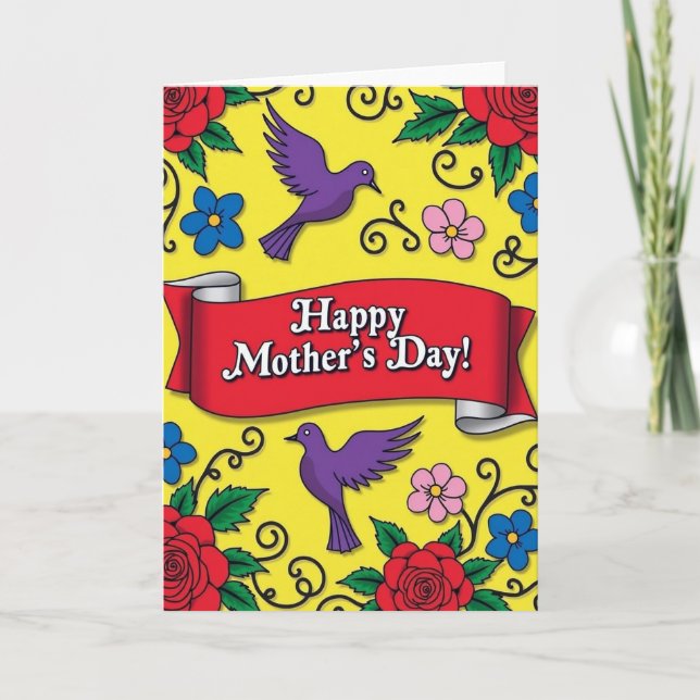 Floral Mothers Day Banner Card (Front)