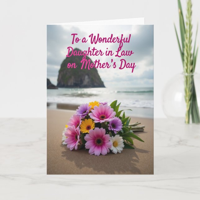 Floral Mothers Day Beach Scene Card (Front)