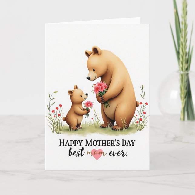 Floral Mothers Day Bears Card (Front)