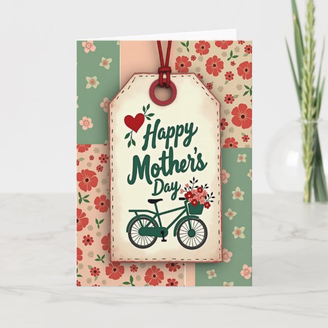 Floral Mothers Day Bicycle Card (Front)