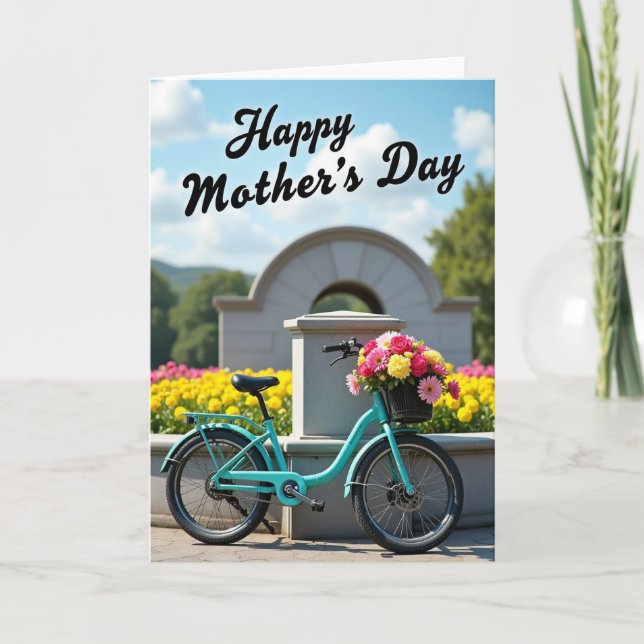 Floral Mothers Day Bike Basket Card (Front)