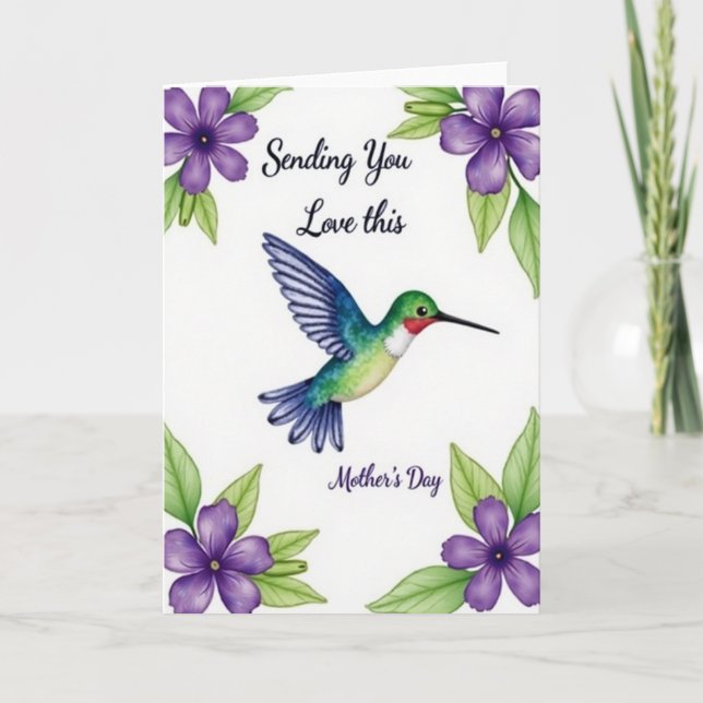 Floral Mothers Day Bird Art Card (Front)