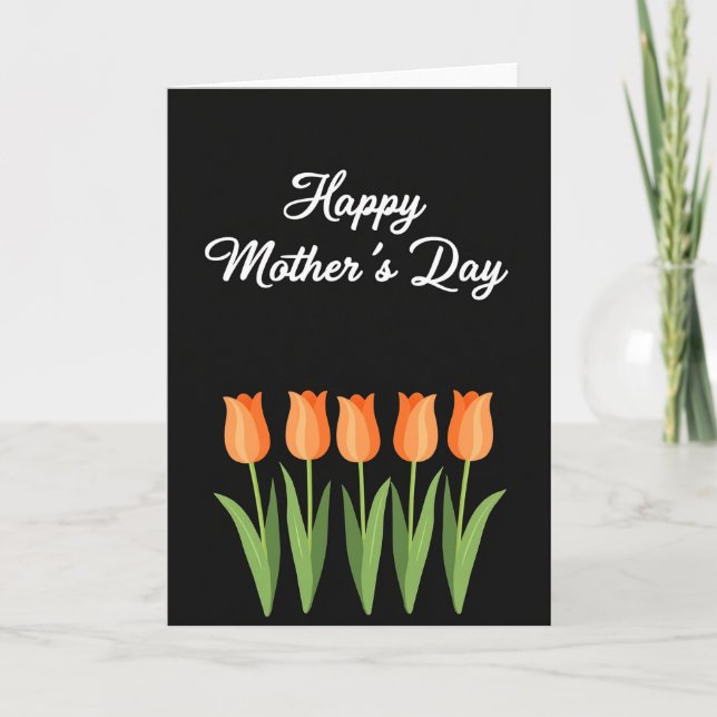 Floral Mothers Day Black Backdrop Card (Front)