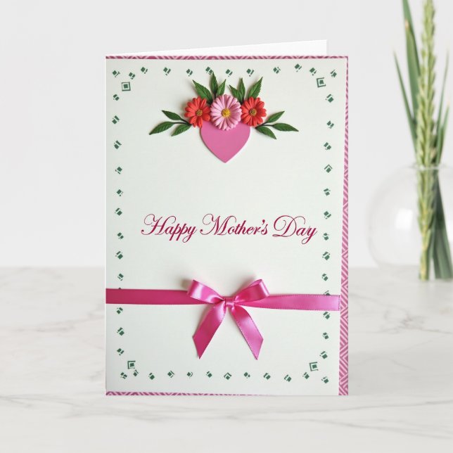 Floral Mothers Day Bow Card (Front)