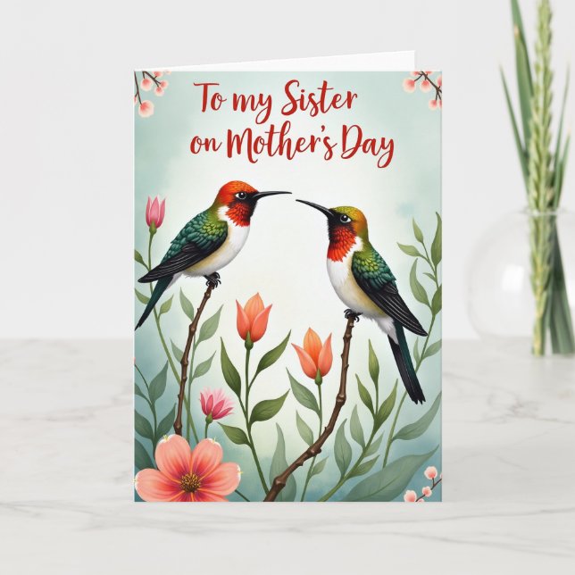 Floral Mothers Day Branch Birds Card (Front)