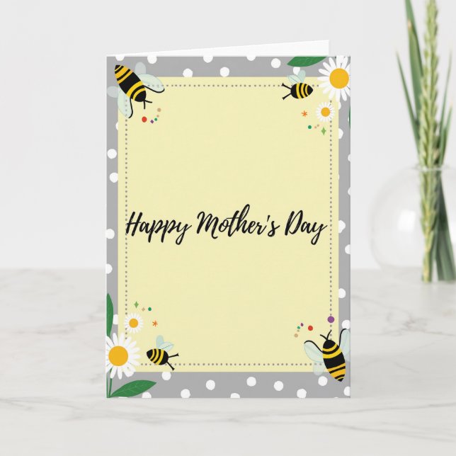 Floral Mothers Day Bugs Border Card (Front)