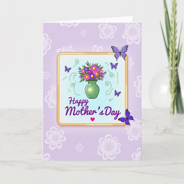 Floral Mothers Day Butterflies Card (Front)