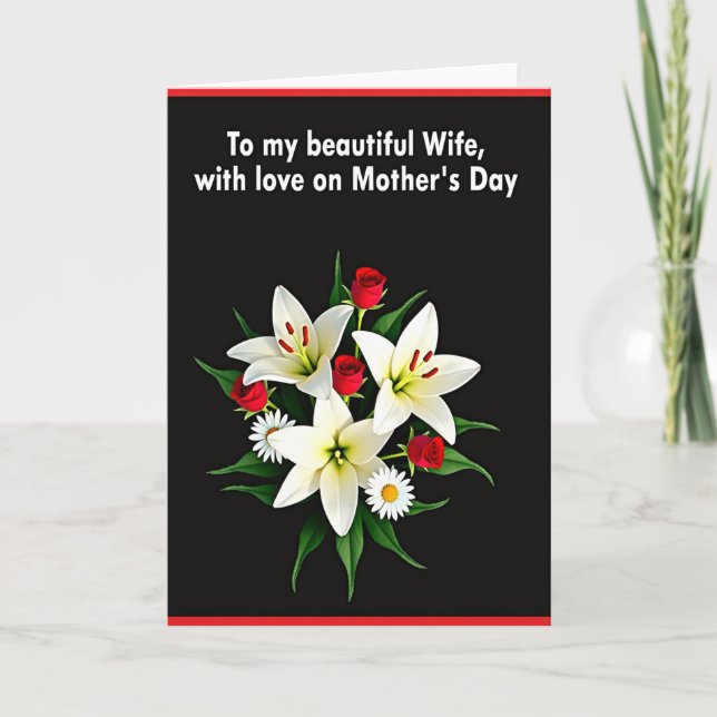 Floral Mothers Day Card For Wife (Front)