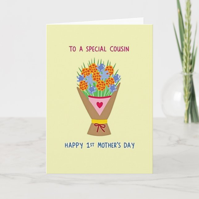Floral Mothers Day Cousin Card (Front)