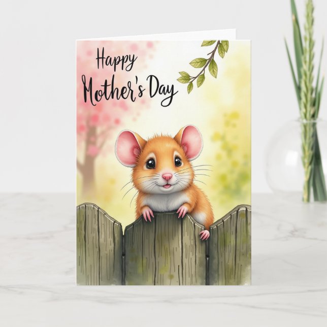 Floral Mothers Day Critter Peek Card (Front)