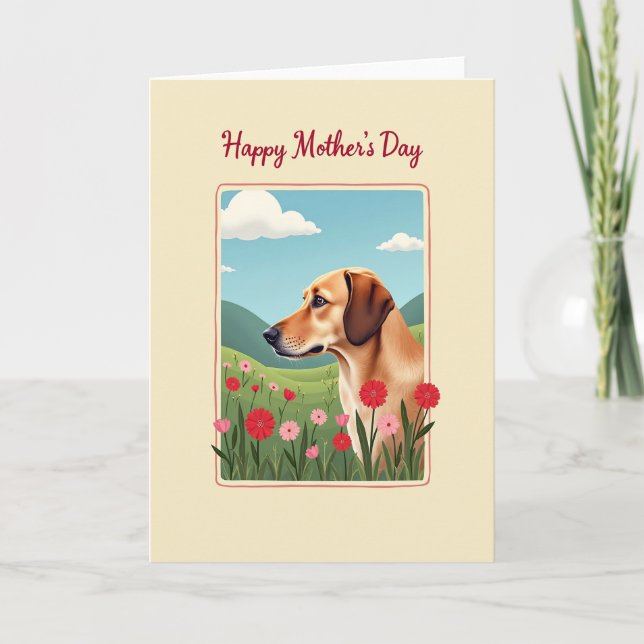 Floral Mothers Day Dog Scene Card (Front)