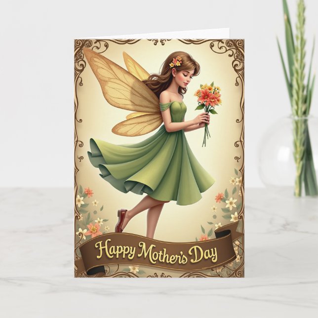 Floral Mothers Day Fairy Card (Front)