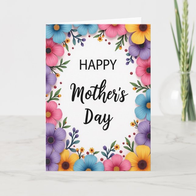 Floral Mothers Day Faux Foil Card (Front)
