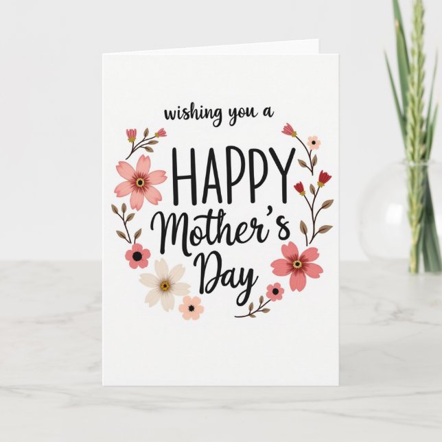 Floral Mothers Day Faux Gold Foil Card (Front)