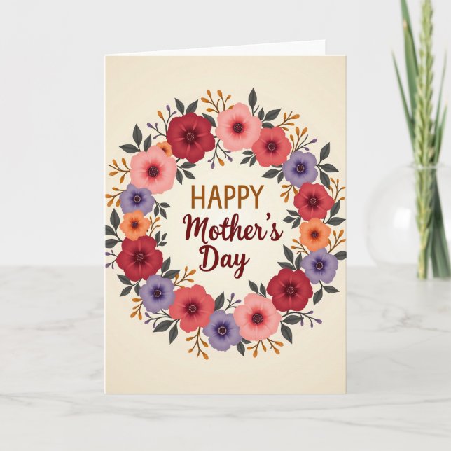 Floral Mothers Day Faux Texture Card (Front)