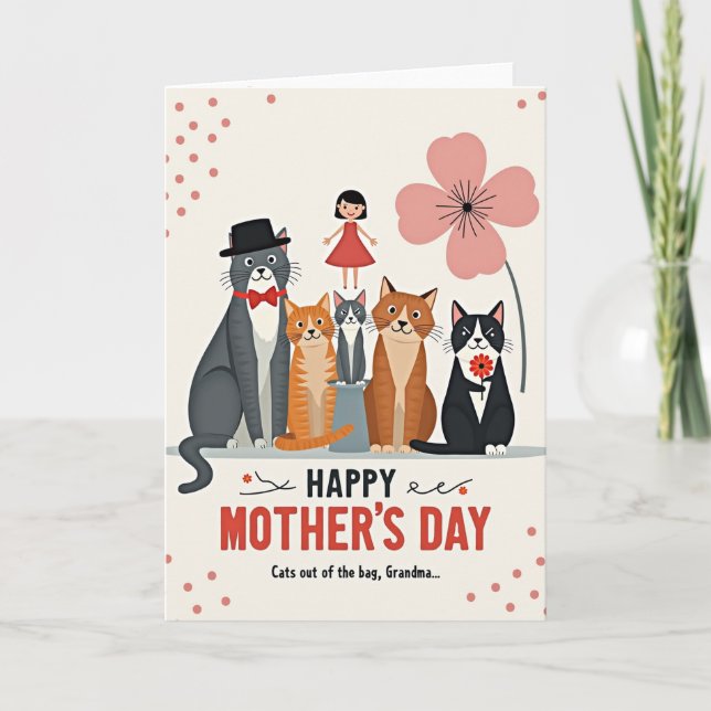 Floral Mothers Day Felines Card (Front)