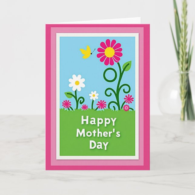 Floral Mothers Day Garden Scene Card (Front)