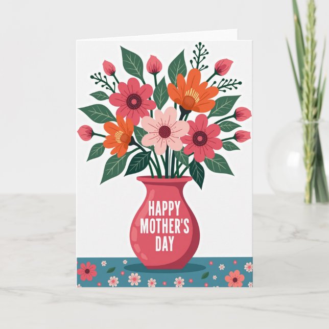 Floral Mothers Day Glitter Texture Card (Front)