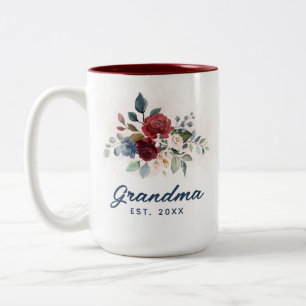 Floral Mothers Day Grandma Elegant Custom Two-Tone Coffee Mug