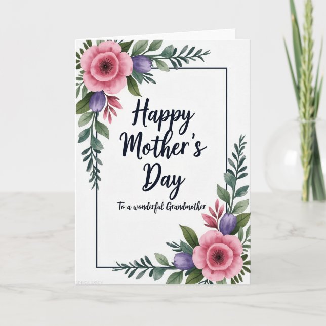 Floral Mothers Day Grandmom Card (Front)
