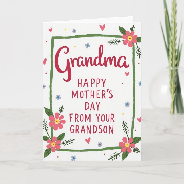 Floral Mothers Day Grandson Card (Front)