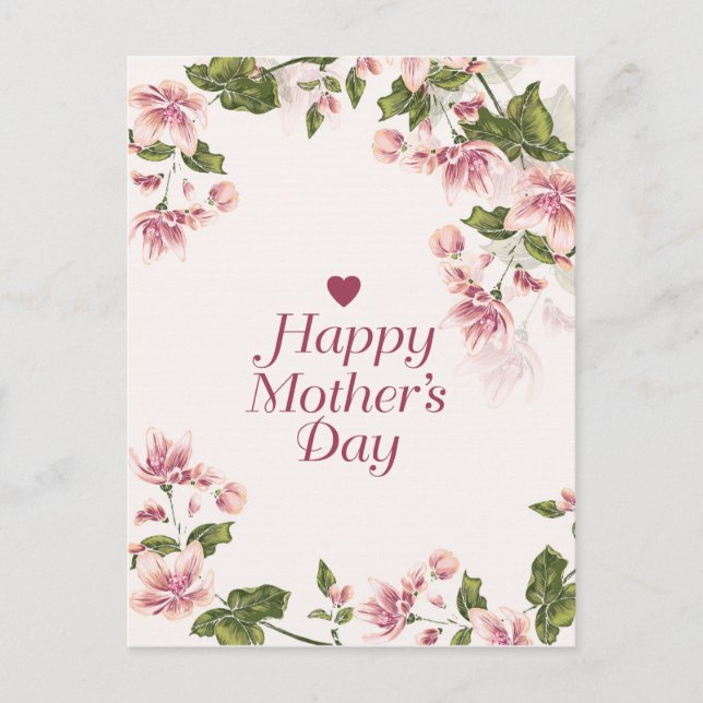 Floral Mothers Day Greeting Postcard (Front)