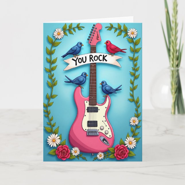 Floral Mothers Day Guitar Card (Front)