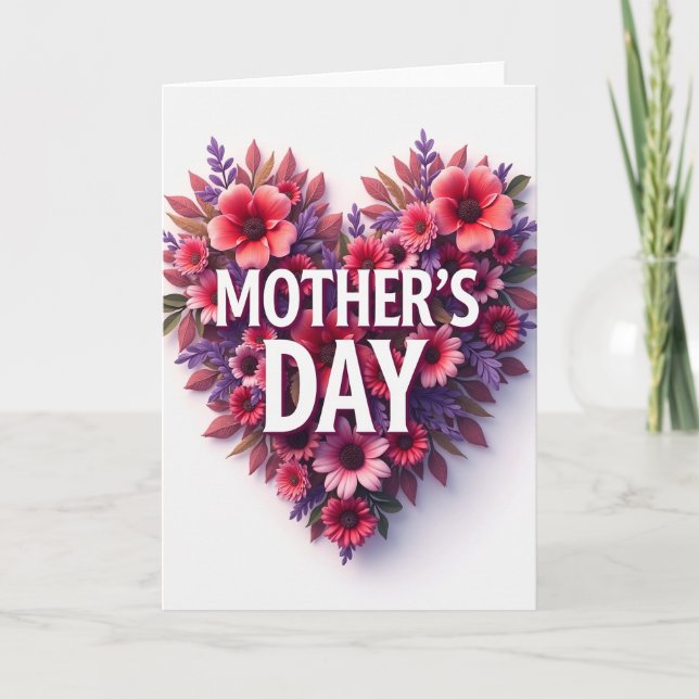 Floral Mothers Day Heart Card (Front)