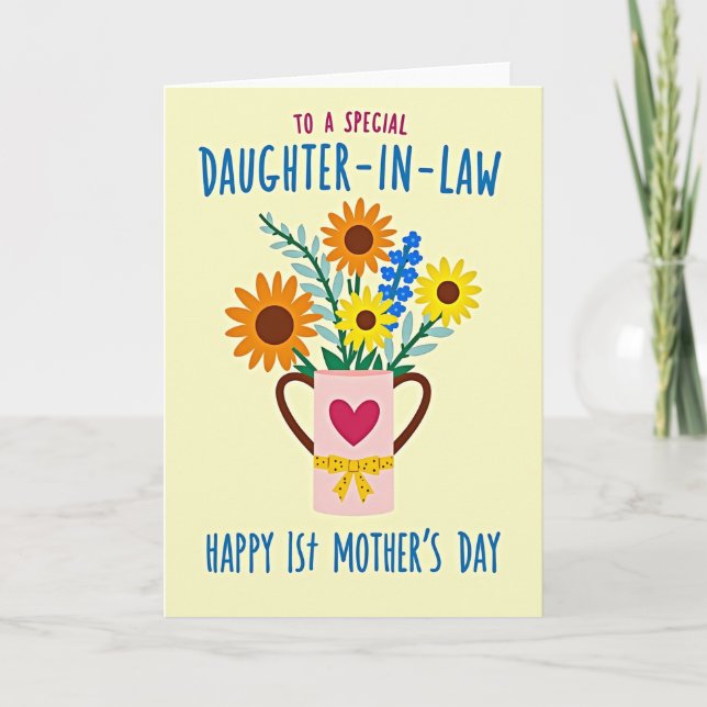 Floral Mothers Day Heart Mug Card (Front)