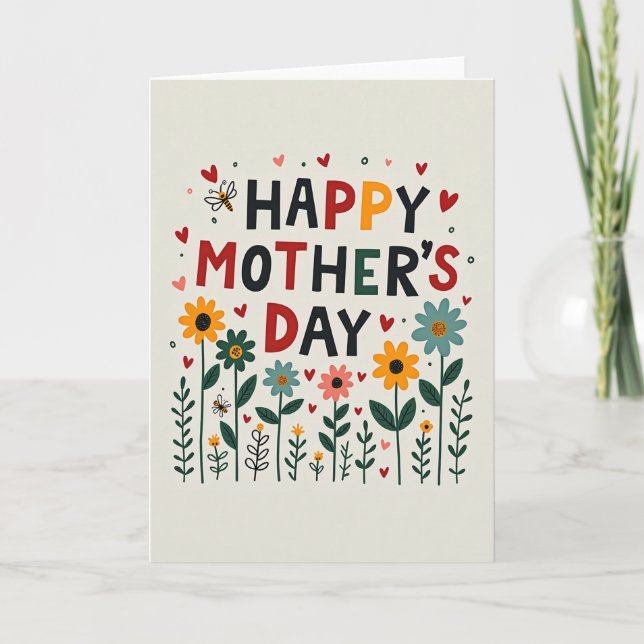 Floral Mothers Day Heart Pattern Card (Front)