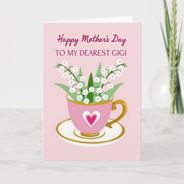 Floral Mothers Day Heart Teacup Card (Front)