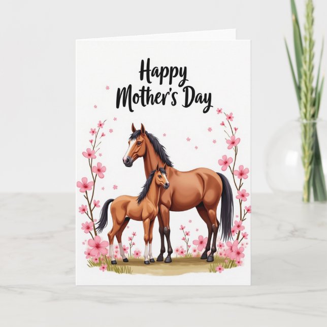 Floral Mothers Day Horses Card (Front)