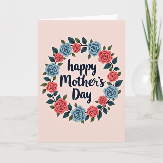 Floral Mothers Day Kraft Paper Look Card (Front)