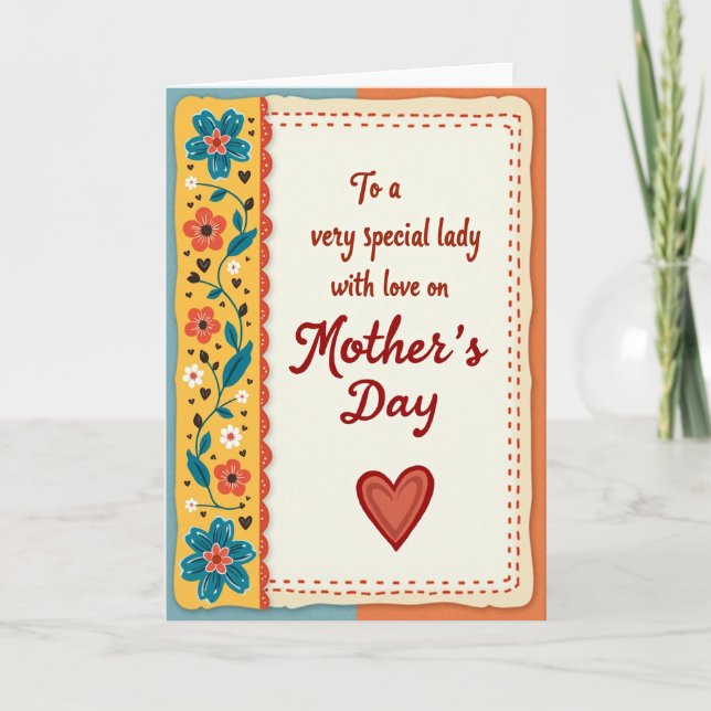 Floral Mothers Day Lady Love Card (Front)