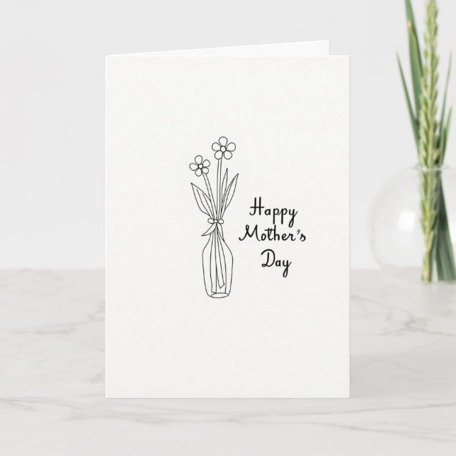 Floral Mothers Day Line Art Card (Front)