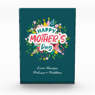 Floral Mothers Day Modern Typography Personalized Acrylic Award