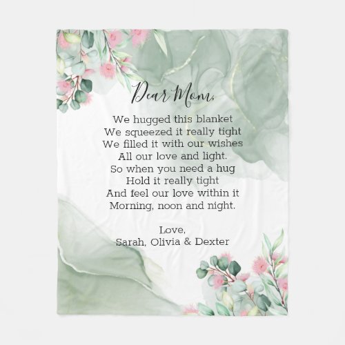 Floral Mothers Day Mom Grandma Message Fleece Blanket