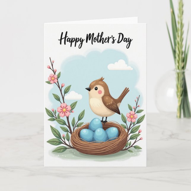 Floral Mothers Day Nestling Card (Front)