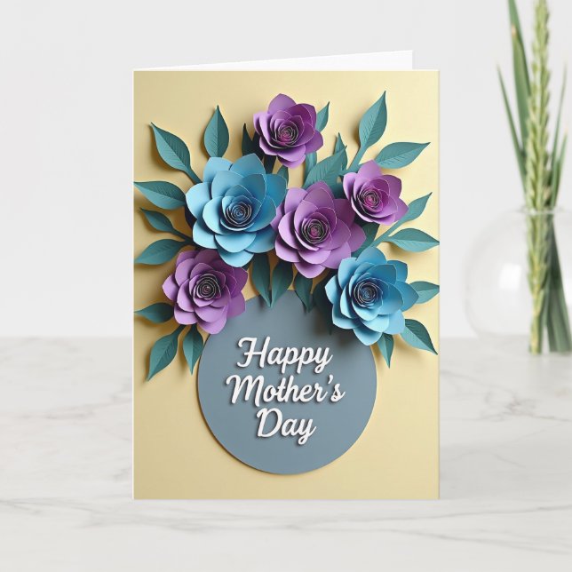 Floral Mothers Day Paper Art Card (Front)