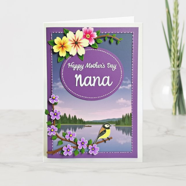Floral Mothers Day Paper Card (Front)