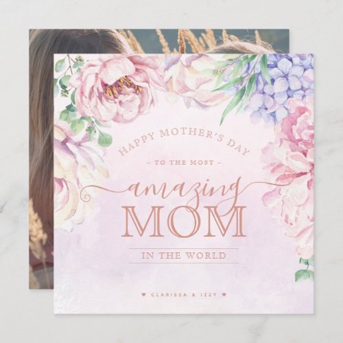 Floral Mothers Day Personalized Photo Card