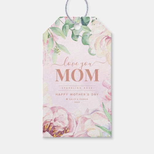 Floral Mothers Day Personalized Wine Gift Tags