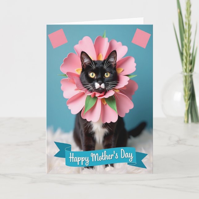 Floral Mothers Day Pet Cat Card (Front)