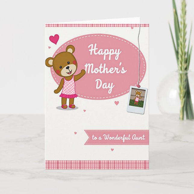 Floral Mothers Day Photo Bear Card (Front)