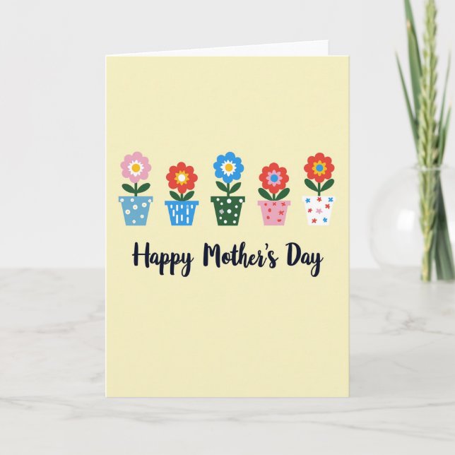 Floral Mothers Day Pots Card (Front)