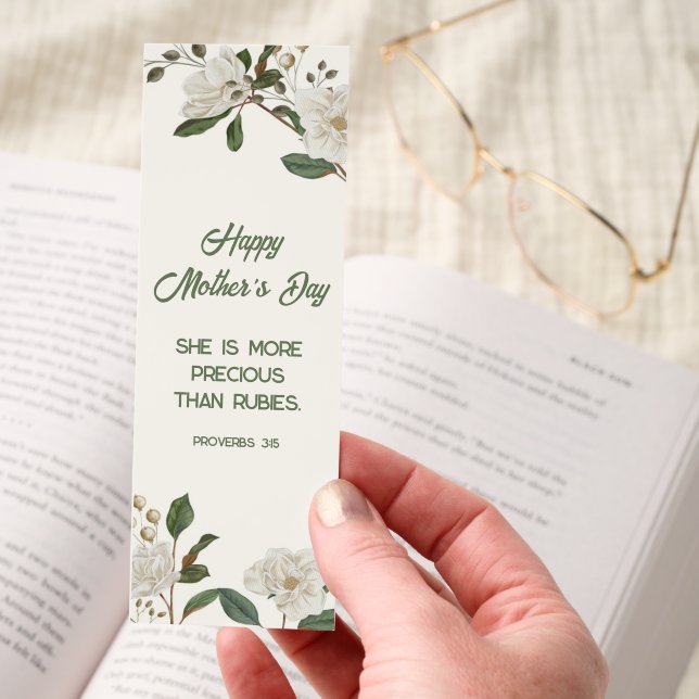 Floral Mother's Day Proverbs 3:15 Bible Verse  Bookmarks (Hand)