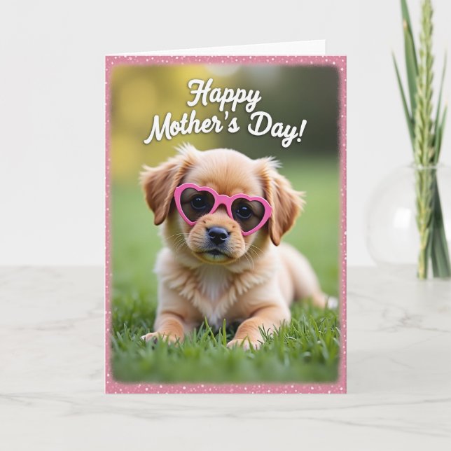 Floral Mothers Day Puppy Card (Front)