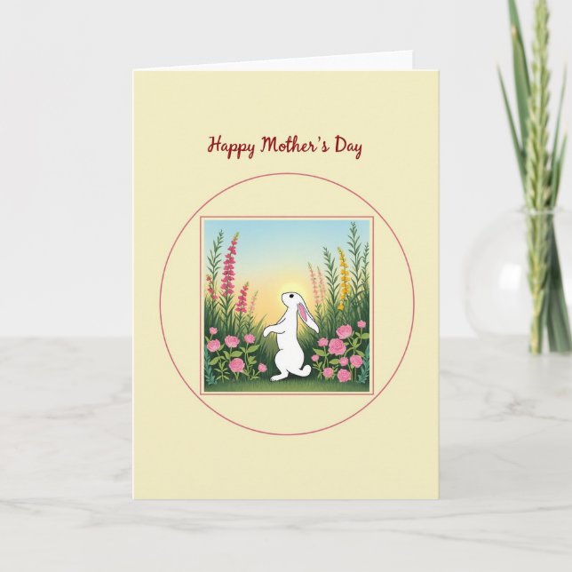 Floral Mothers Day Rabbit Card (Front)